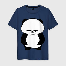 Мужская футболка хлопок с принтом Серьезная панда. в Новосибирске, 100% хлопок | прямой крой, круглый вырез горловины, длина до линии бедер, слегка спущенное плечо. | панда