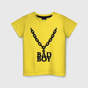 Детская футболка хлопок с принтом Цепочка bad boy в Новосибирске, 100% хлопок | круглый вырез горловины, полуприлегающий силуэт, длина до линии бедер | Тематика изображения на принте: bad boy