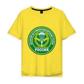 Мужская футболка хлопок Oversize с принтом ДШМГ в Новосибирске, 100% хлопок | свободный крой, круглый ворот, “спинка” длиннее передней части | войска | парашют | эмблема
