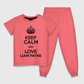Детская пижама хлопок с принтом Keep calm and love Liam Payne в Новосибирске, 100% хлопок |  брюки и футболка прямого кроя, без карманов, на брюках мягкая резинка на поясе и по низу штанин
 | 1d | keep calm | liam payne | music | one direction | лиам пейн