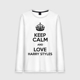 Мужской лонгслив хлопок с принтом Keep calm and love Harry Styles в Новосибирске, 100% хлопок |  | 1d | harry styles | keep calm | music | one direction | гарри стайлс