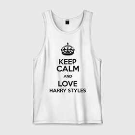 Мужская майка хлопок с принтом Keep calm and love Harry Styles в Новосибирске, 100% хлопок |  | 1d | harry styles | keep calm | music | one direction | гарри стайлс