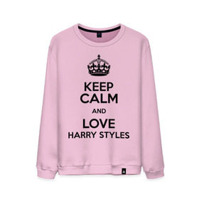 Мужской свитшот хлопок с принтом Keep calm and love Harry Styles в Новосибирске, 100% хлопок |  | 1d | harry styles | keep calm | music | one direction | гарри стайлс