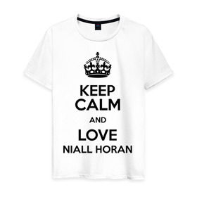 Мужская футболка хлопок с принтом Keep calm and love Niall Horan в Новосибирске, 100% хлопок | прямой крой, круглый вырез горловины, длина до линии бедер, слегка спущенное плечо. | Тематика изображения на принте: 1d | keep calm | music | niall horan | one direction | найл хоран
