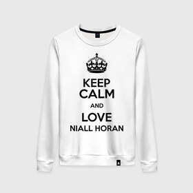 Женский свитшот хлопок с принтом Keep calm and love Niall Horan в Новосибирске, 100% хлопок | прямой крой, круглый вырез, на манжетах и по низу широкая трикотажная резинка  | Тематика изображения на принте: 1d | keep calm | music | niall horan | one direction | найл хоран