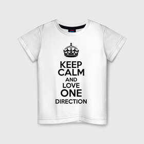 Детская футболка хлопок с принтом Keep calm and love One Direction в Новосибирске, 100% хлопок | круглый вырез горловины, полуприлегающий силуэт, длина до линии бедер | Тематика изображения на принте: 1d | keep calm | love one direction | music | one direction