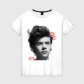 Женская футболка хлопок с принтом Harry Styles в Новосибирске, 100% хлопок | прямой крой, круглый вырез горловины, длина до линии бедер, слегка спущенное плечо | 1d | keep calm | music | one direction | гарри стайлс