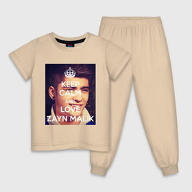 Детская пижама хлопок с принтом Keep calm and love Zayn Malik в Новосибирске, 100% хлопок |  брюки и футболка прямого кроя, без карманов, на брюках мягкая резинка на поясе и по низу штанин
 | 1d | keep calm | music | one direction | zayn malik | зейн малик