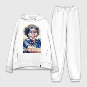 Женский костюм хлопок Oversize с принтом Keep calm and love Harry Styles в Новосибирске,  |  | 1d | harry styles | keep calm | music | one direction | гарри стайлс