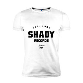 Мужская футболка премиум с принтом Shady records в Новосибирске, 92% хлопок, 8% лайкра | приталенный силуэт, круглый вырез ворота, длина до линии бедра, короткий рукав | Тематика изображения на принте: хип хоп