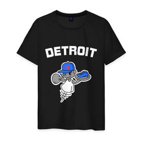 Мужская футболка хлопок с принтом Detroit в Новосибирске, 100% хлопок | прямой крой, круглый вырез горловины, длина до линии бедер, слегка спущенное плечо. | Тематика изображения на принте: хип хоп