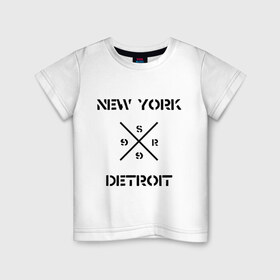 Детская футболка хлопок с принтом NY Detroit в Новосибирске, 100% хлопок | круглый вырез горловины, полуприлегающий силуэт, длина до линии бедер | хип хоп