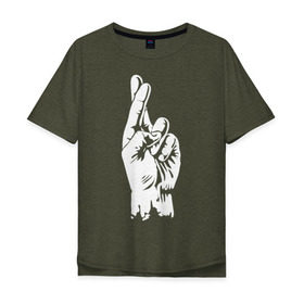 Мужская футболка хлопок Oversize с принтом Cross fingers в Новосибирске, 100% хлопок | свободный крой, круглый ворот, “спинка” длиннее передней части | хип хоп