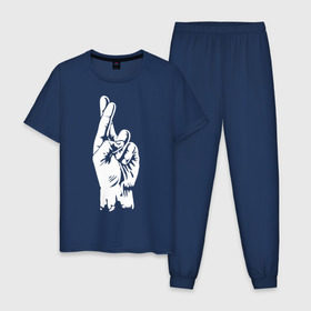 Мужская пижама хлопок с принтом Cross fingers в Новосибирске, 100% хлопок | брюки и футболка прямого кроя, без карманов, на брюках мягкая резинка на поясе и по низу штанин
 | хип хоп