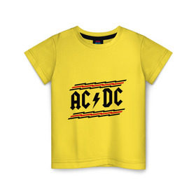 Детская футболка хлопок с принтом ACDC в Новосибирске, 100% хлопок | круглый вырез горловины, полуприлегающий силуэт, длина до линии бедер | acdc | rock | блюз рок | рок | рок группа | рок н ролл | хард рок | эйсидиси