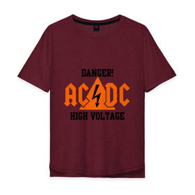 Мужская футболка хлопок Oversize с принтом ADCD high voltage в Новосибирске, 100% хлопок | свободный крой, круглый ворот, “спинка” длиннее передней части | Тематика изображения на принте: acdc | rock | блюз рок | рок | рок группа | рок н ролл | хард рок | эйсидиси