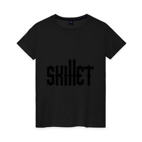 Женская футболка хлопок с принтом Skillet в Новосибирске, 100% хлопок | прямой крой, круглый вырез горловины, длина до линии бедер, слегка спущенное плечо | 