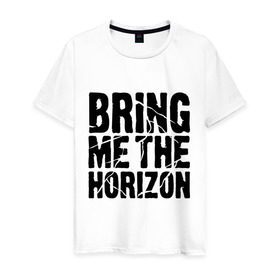 Мужская футболка хлопок с принтом Bring me the horizon в Новосибирске, 100% хлопок | прямой крой, круглый вырез горловины, длина до линии бедер, слегка спущенное плечо. | bmth | bring me the horizon | hardcore | kubana 2014 | rock | дэткор | музыка | рок | рок группы