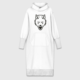 Платье удлиненное хлопок с принтом Сопротивление (white) в Новосибирске,  |  | белый волк | волк | русский | сопротивление | я русский