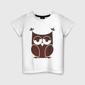 Детская футболка хлопок с принтом Совушка в Новосибирске, 100% хлопок | круглый вырез горловины, полуприлегающий силуэт, длина до линии бедер | Тематика изображения на принте: owl | животные | софа