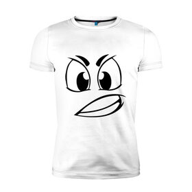 Мужская футболка премиум с принтом Сердитый в Новосибирске, 92% хлопок, 8% лайкра | приталенный силуэт, круглый вырез ворота, длина до линии бедра, короткий рукав | smile | настроение | сердитый | смайл | смайлик