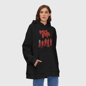 Худи SuperOversize хлопок с принтом Misfits в Новосибирске, 70% хлопок, 30% полиэстер, мягкий начес внутри | карман-кенгуру, эластичная резинка на манжетах и по нижней кромке, двухслойный капюшон
 | misfits