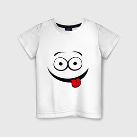 Детская футболка хлопок с принтом Неутомимый проказник в Новосибирске, 100% хлопок | круглый вырез горловины, полуприлегающий силуэт, длина до линии бедер | глаза | детские | детям | прикольные картинки | проказник | ребенку | смайл | улыбка | язык