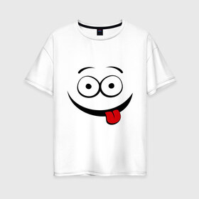 Женская футболка хлопок Oversize с принтом Неутомимый проказник в Новосибирске, 100% хлопок | свободный крой, круглый ворот, спущенный рукав, длина до линии бедер
 | глаза | детские | детям | прикольные картинки | проказник | ребенку | смайл | улыбка | язык