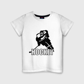 Детская футболка хлопок с принтом Hockey (Хоккей) в Новосибирске, 100% хлопок | круглый вырез горловины, полуприлегающий силуэт, длина до линии бедер | спорт | спортсмен | хокеист | хокей | хоккеист | шайба