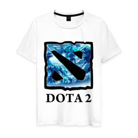 Мужская футболка хлопок с принтом Dota 2 logo blue в Новосибирске, 100% хлопок | прямой крой, круглый вырез горловины, длина до линии бедер, слегка спущенное плечо. | дота | компьютерные игры