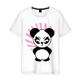 Мужская футболка хлопок с принтом Злая панда. в Новосибирске, 100% хлопок | прямой крой, круглый вырез горловины, длина до линии бедер, слегка спущенное плечо. | животные | звери | злой | медведь | медвежонок | мишка | прикольные картинки
