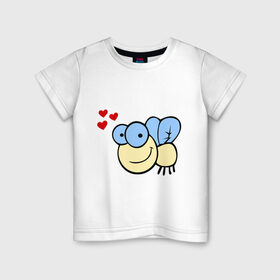 Детская футболка хлопок с принтом Влюбленная муха. в Новосибирске, 100% хлопок | круглый вырез горловины, полуприлегающий силуэт, длина до линии бедер | влюбленная муха | любовь | муха | насекомые