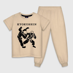 Детская пижама хлопок с принтом Киокушинкай - кекусинкай в Новосибирске, 100% хлопок |  брюки и футболка прямого кроя, без карманов, на брюках мягкая резинка на поясе и по низу штанин
 | каратэ | киокушинкай
