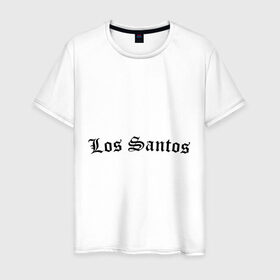Мужская футболка хлопок с принтом Los Santos в Новосибирске, 100% хлопок | прямой крой, круглый вырез горловины, длина до линии бедер, слегка спущенное плечо. | gta | los santos | гта | игры | лос сантос