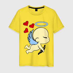 Мужская футболка хлопок с принтом Ангел мужская (парная) в Новосибирске, 100% хлопок | прямой крой, круглый вырез горловины, длина до линии бедер, слегка спущенное плечо. | ангел | для влюбленных | для двоих | для пар | парные