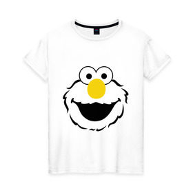 Женская футболка хлопок с принтом Sesame Street Elmo Big Smile в Новосибирске, 100% хлопок | прямой крой, круглый вырез горловины, длина до линии бедер, слегка спущенное плечо | cookie monster | elmo | sesame street | улица сезам