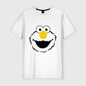 Мужская футболка премиум с принтом Sesame Street Elmo Big Smile в Новосибирске, 92% хлопок, 8% лайкра | приталенный силуэт, круглый вырез ворота, длина до линии бедра, короткий рукав | cookie monster | elmo | sesame street | улица сезам