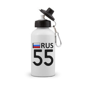 Бутылка спортивная с принтом Омская область (55) в Новосибирске, металл | емкость — 500 мл, в комплекте две пластиковые крышки и карабин для крепления | 