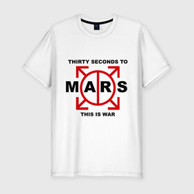 Мужская футболка премиум с принтом 30 seconds to mars в Новосибирске, 92% хлопок, 8% лайкра | приталенный силуэт, круглый вырез ворота, длина до линии бедра, короткий рукав | Тематика изображения на принте: 30 seconds to mars | logo | rock