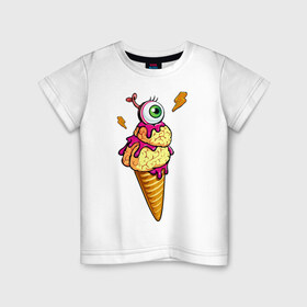 Детская футболка хлопок с принтом Zombie ice cream в Новосибирске, 100% хлопок | круглый вырез горловины, полуприлегающий силуэт, длина до линии бедер | Тематика изображения на принте: 