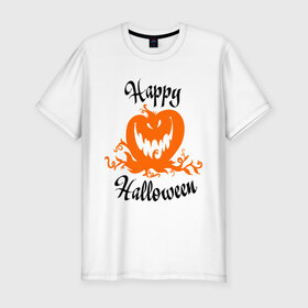 Мужская футболка премиум с принтом Happy halloween в Новосибирске, 92% хлопок, 8% лайкра | приталенный силуэт, круглый вырез ворота, длина до линии бедра, короткий рукав | 