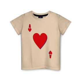 Детская футболка хлопок с принтом Червовый туз в Новосибирске, 100% хлопок | круглый вырез горловины, полуприлегающий силуэт, длина до линии бедер | игральные карты | карты | покер | туз | черви