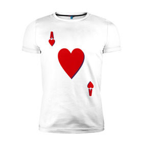 Мужская футболка премиум с принтом Червовый туз в Новосибирске, 92% хлопок, 8% лайкра | приталенный силуэт, круглый вырез ворота, длина до линии бедра, короткий рукав | игральные карты | карты | покер | туз | черви