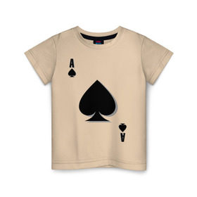 Детская футболка хлопок с принтом Пиковый туз в Новосибирске, 100% хлопок | круглый вырез горловины, полуприлегающий силуэт, длина до линии бедер | игральные карты | карты | пики | покер | туз