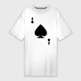 Платье-футболка хлопок с принтом Пиковый туз в Новосибирске,  |  | игральные карты | карты | пики | покер | туз