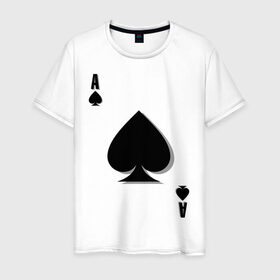 Мужская футболка хлопок с принтом Пиковый туз в Новосибирске, 100% хлопок | прямой крой, круглый вырез горловины, длина до линии бедер, слегка спущенное плечо. | игральные карты | карты | пики | покер | туз