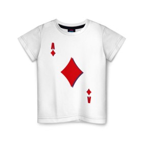 Детская футболка хлопок с принтом Бубновый туз в Новосибирске, 100% хлопок | круглый вырез горловины, полуприлегающий силуэт, длина до линии бедер | буби | игральные карты | карты | покер | туз