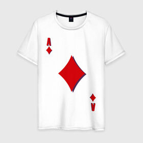 Мужская футболка хлопок с принтом Бубновый туз в Новосибирске, 100% хлопок | прямой крой, круглый вырез горловины, длина до линии бедер, слегка спущенное плечо. | буби | игральные карты | карты | покер | туз
