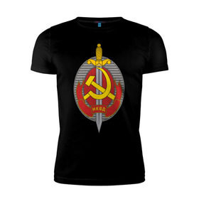 Мужская футболка премиум с принтом НКВД в Новосибирске, 92% хлопок, 8% лайкра | приталенный силуэт, круглый вырез ворота, длина до линии бедра, короткий рукав | нагрудный знак | символика ссср | ссср | эмблема