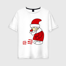 Женская футболка хлопок Oversize с принтом Дед мороз с подарками в Новосибирске, 100% хлопок | свободный крой, круглый ворот, спущенный рукав, длина до линии бедер
 | 